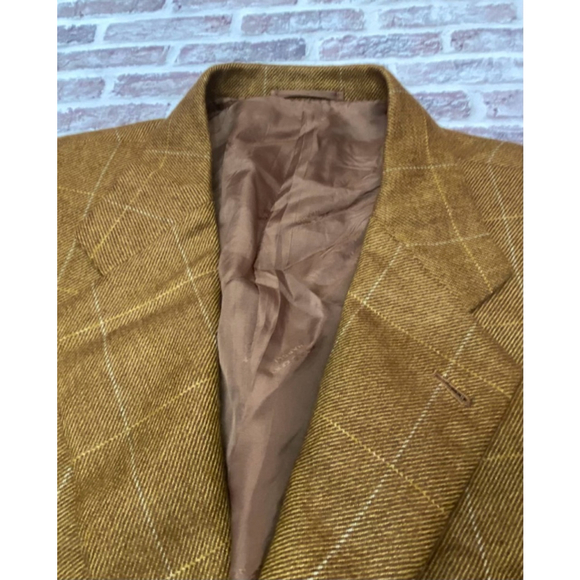 Cashmere KITON Men's Blazer Jacket Windowpane Plaid Gold Italy 44 - Picture 2 of 8